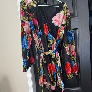 Vici Vibrant Floral Mini Dress - Black and Multicolor